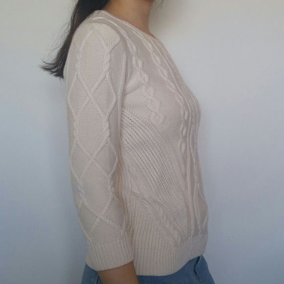 Vintage Ann Taylor Cream Cable Knit Sweater - Picture 5 of 9